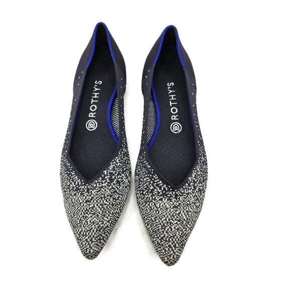 ROTHY'S The Point Flats Womens 11 Midnight Slate Metallic Silver Sparkle Retired - Picture 2 of 8